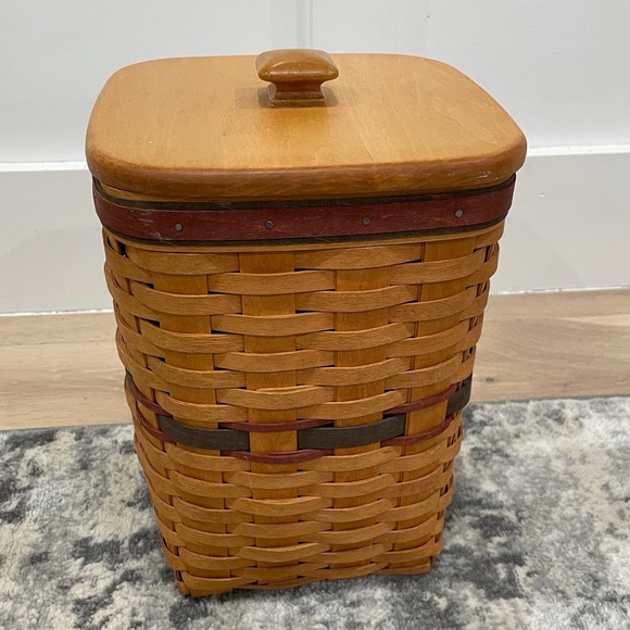 Longaberger Accents Longaberger Waste Basket W Lid And Protector